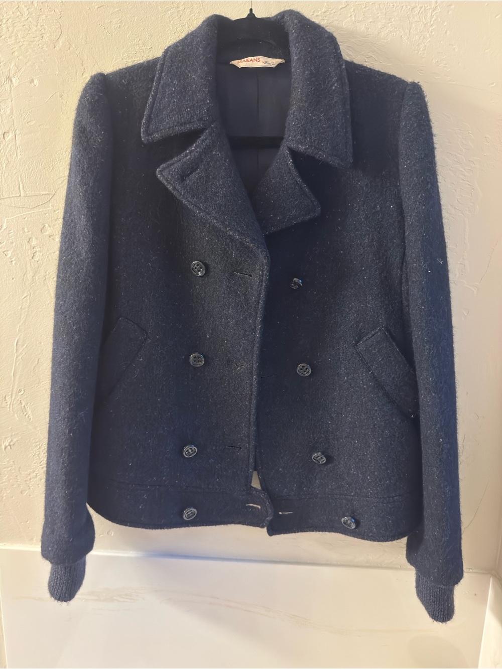 Vintage - LIU JO JEANS - Women's Navy Blue Double-Breasted Pea Coat - EU 46